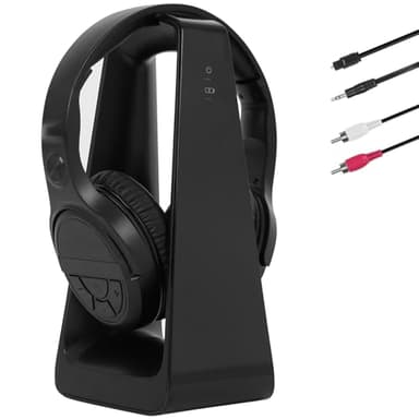 Auriculares Inalámbricos TV para Personas Mayores con Botones Grandes, Base Transmisora RF 2.4GHz (Salidas Óptica Digital/RCA/AUX), Bluetooth Over-Ear con 3 Modos EQ, Alcance 30m Sin Retardo de Audio