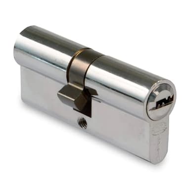 Amig - Cilindro de seguridad - Cerradura para puertas - Bombín de doble embrague -Leva larga - Incluye 5 llaves - Plateado - Medidas: 80 (35-45 mm)
