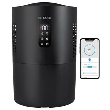 Be Cool Purificador de aire 2 en 1 y humidificador con función de esterilización UV, filtro evaporativo, 3 niveles de humedad, indicador de temperatura ambiente y humedad, temporizador, modo de aroma