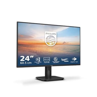 Philips 24E1N1100A - Monitor Full HD de 24 Pulgadas, Integrado Altavoz, Tiempo de Respuesta de 1 ms (1920x1080, 100 Hz, VGA, HDMI 1.4) Negro
