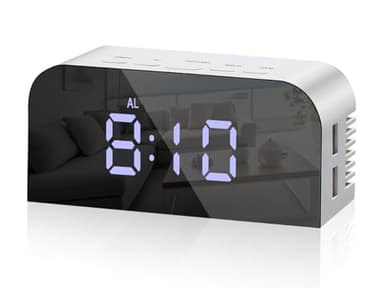 Vinabo Despertador Digital para mesilla de Noche con 2 Puertos USB de Carga, Reloj de Mesa con 2 Niveles de luminosidad para Dormitorio