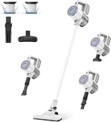 VersLife S6 Aspiradora Escoba sin Cable 2 en 1 con Tubo de Extensión, Multifuncional, Múltiples Boquillas, Carga por USB Tipo C, Filtro HEPA, Múltiple Filtración, para Suelos de Madera/Sofás/Coche