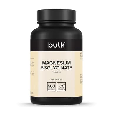 Bulk Magnesio Glicinato | 500 mg de Alta Absorción | 60 Comprimidos Veganos | Apoya la Función Muscular, el Sueño y la Energía | Suave para el Estómago | Sin OGM | El Envase Puede Variar
