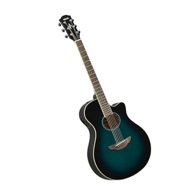YAMAHA APX600 Guitarra Electroacústica – Cuerpo Estrecho Thinline, Escala 25”, previo System 65, Ecualizador de 3 Bandas, Afinador Integrado, Boca Ovalada – Oriental Blue Burst