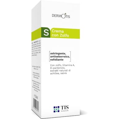 TIS Crema 7% Azufre Sulphur 50ml – purificante Piel Grasa, Acnéica, Seborreica, Reduce granos, puntos negros, descongestiona poros, calma rojeces, irritaciones, Acné, foliculitis – Cara Cuerpo, Unisex