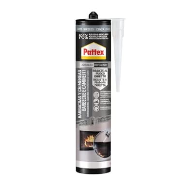 Pattex Silicona barbacoas y chimeneas, gris, resiste al fuego, 280 ML