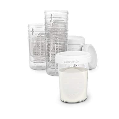 Suavinex, Tarritos Almacenaje Leche Materna. 10 unidades. Para Congelar y Transportar Leche Materna y Alimentos de Bebé. Sin BPA. Con tapa de Rosca Hermética Anti-Fuga