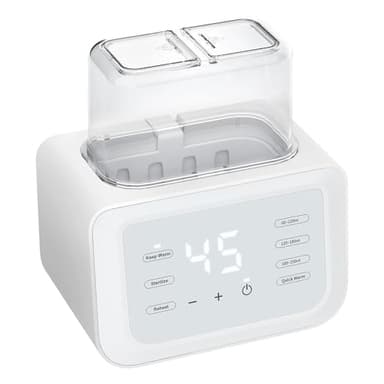 Calienta Biberones Doble 10-en-1, Esterilizador de Biberones, 500W Calentamiento Rápido en 3 Min, Descongelador, Calentador de Leche Materna/Fórmula para Bebés, Control de Temperatura Preciso