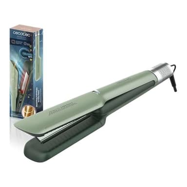 Cecotec Plancha de Pelo con Aire Air Lisse Olive. 600W, Protege el Cabello, Tecnología Iónica, Keratina y Aceite de Argán, 3 Modos y Motor BLDC, Todo Tipo de Cabellos, 3 Temperaturas y 3 Velocidades
