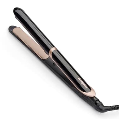 BaByliss Plancha de Pelo Super Smooth - Tecnología iónica anti frizz, Alfombrilla térmica, Placas de cerámica para peinados ultrasuaves, Calentamiento rápido, 6 ajustes de 140°C a 235°C, ST393E