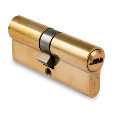 Amig - Cilindro de seguridad - Cerradura para puertas - Bombín de doble embrague -Leva larga - Incluye 5 llaves - Dorado - Medidas: 70 (30-40 mm)