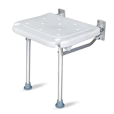 Silla de Ducha Plegable, KKnoon Taburete Baño Ducha con Pies Antideslizantes Orificios de Drenaje Ranura para Cabezal de Ducha para Personas Mayores Discapacitadas