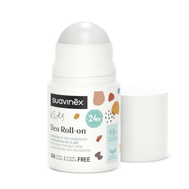 Suavinex, Desodorante para Niños y Niñas, Formato Roll On, Sin Alcohol, Sin Aluminio, Apto Pieles Sensibles, Clínicamente Testado, Eficacia 24h, 98% Ingredientes Origen Natural, Unisex, +8 Años, 50 ml