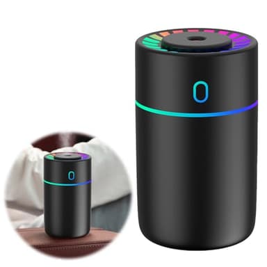 HIULLEN Ambientador para coche, difusor de aceites esenciales con luces de colores, 2 modos de niebla, mini difusor humidificador para coche, oficina, dormitorio, casa, viajes