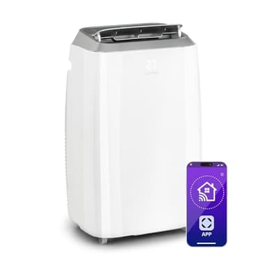 Klarstein Iceblock Prosmart 12 Aparato de Aire Acondicionado Portátiles – 3 en 1: Refrigeración, Ventilación & Deshumidificación, 12,000 BTU, Control App & Alexa, 340 m³/h, Ideal para 18 m², Blanco