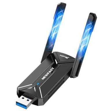 NEWFAST Adaptador WiFi USB para PC BE6500Mbps Adaptador Wi-Fi 7 USB 3.0, (6GHz/5GHz/2.4GHz) Antena WiFi USB, Receptor Wi-Fi para Windows 11/10, MU-MIMO