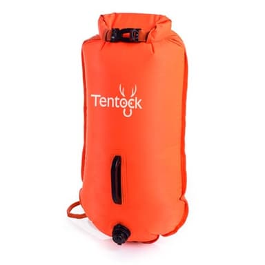 Tentock Boya de Natación 28L Flotador Natación Aire Libre Inflable Bolsa Seca Swim Buoy La para Nadadores y triatletas de Aguas Abiertas Snorkel Ajustable boya de natación Correa Muy Visible (Orange)