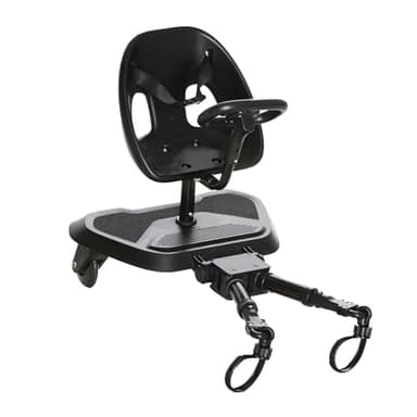 Patinete Universal para Silla de Paseo GO SEAT 2 en 1 - Asiento Desmontable, Volante y Ruedas con Luz, Niños 2-5 Años hasta 20 kg - Negro Asalvo