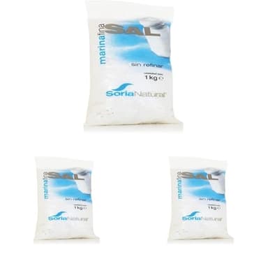 Soria Natural sal marina fina sin refinar soria natural 1 kg. (Paquete de 3)