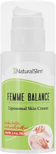 NaturalSlim Femme Balance - Crema de progesterona para mujeres - Equilibrio hormonal natural y apoyo para la menopausia para la salud de la mujer - Crema liposomal para la piel - 60 dosis de 3,4 oz
