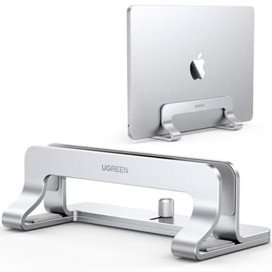 UGREEN Soporte Vertical para Computadora Portátil 15,6", Elevador Laptop Stand de Aluminio Ajustable 12-25mm Compatible con MacBook Pro/Air, Matebook, HP, iPad Plata