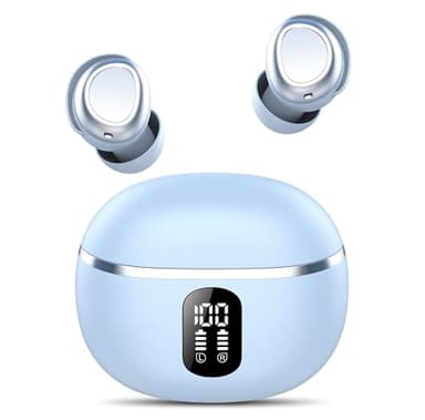 Auriculares Inalambricos Bluetooth 5.3, Auriculares Cancelacion Ruido In Ear para Dormir, 50H de Autonomía, Sonido Suave y Cómodo, IPX7 Impermeables Ultraligeros Cascos con 4 Mic ENC, USB-C, Azul