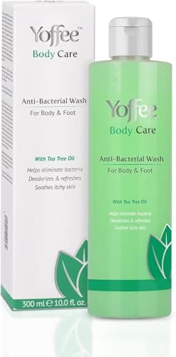 Yoffee Gel de Ducha Desinfectante - Jabon Antibacteriano con Aceite de Árbol del Té y Coco -Previene, Elimina y Evita Bacterias-Alivia Picores, Irritaciones e Inflamaciones