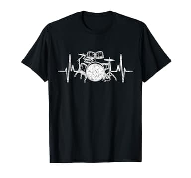 Músico Batería Regalo Latido del Corazón Percusión Tambores Camiseta