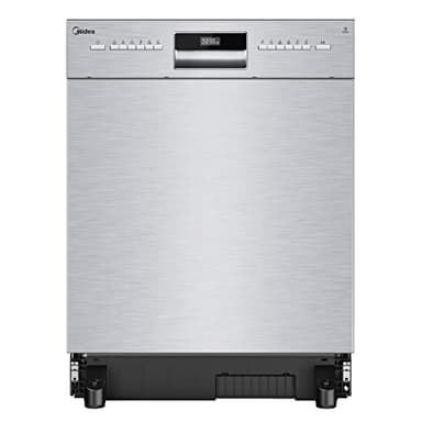 Midea MDWEU1435XSS-W Lavavajillas Base 14 cubiertos 60 cm Parcialmente Integrado con WiFi, Secado Extra, 7 Programas, 47 dB, 0-24 Horas Inicio Retrasado, Acero Inoxidable