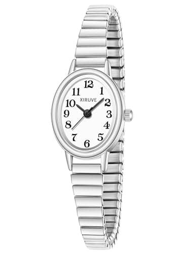 XIRUVE Esfera Pequeña de Números Fácil de Leer Correa Elástica de Acero Inoxidable Reloj de Pulsera Cuarzo Analógico para Mujer