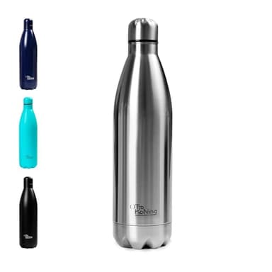 Botella de Agua Acero Inoxidable 1 Litro-Otto Koning-Botella Térmica con Doble Aislamiento al vacío para 12 Horas de Bebida Caliente y 24 Horas de Bebida Fría. Botella Termo a Prueba de Fugas sin BPA