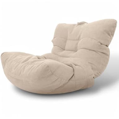 Aiire Puff Salon de Lujo XXL - Sofa Puf Gigante Moderno de Diseño - Modelos de Puffs o Bean Bag Chair Grandes con Relleno Incluido para Adultos o Decoracion Habitacion Juvenil Beige