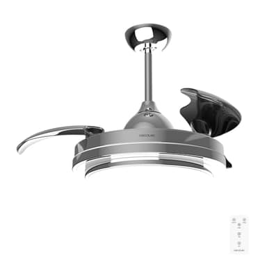 Cecotec Ventilador de Techo con Luz LED Energysilence Aero 4300 Invisible Double Metal. 35W, 6 Velocidades, Aspas Retráctiles, Doble Luz, Mando Distancia, Temporizador, Luz Regulable, Diseño Elegante
