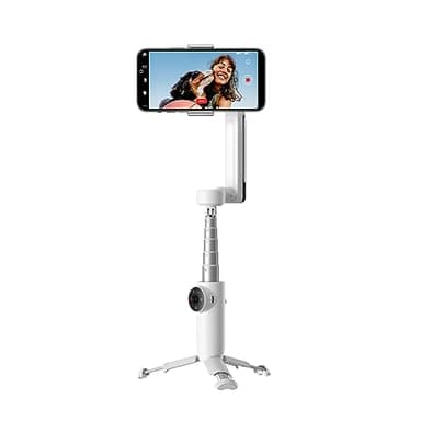 Insta360 Flow - Gimbal para Móviles con Seguimiento, Estabilización de 3 Ejes, Selfie Stick y Trípode Incorporados, Portátil y Plegable, Blanco Nieve.