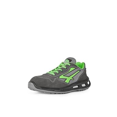 U-Power Red Lion Point, zapatos de seguridad unisex, ligeros, flexibles, de cuero antipinchazos, con inserto Infinergy, con puntera de aluminio - Grey & Green 44