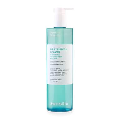 Sensilis - Purify Essential Cleanser Gel Limpiador, Pieles Mixtas Grasas Ácido Hialurónico Zinc, Matificante - 400 ml