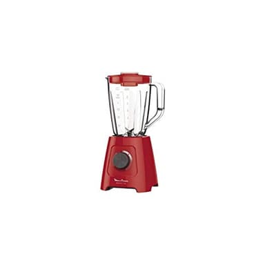Moulinex Batidora de vaso Blendforce LM4205 - Batidora vaso de plástico 600 W, 4 cuchillas de acero inoxidable, 2 velocidades, limpieza fácil y jarra de plástico de 2 L, apta para hielo, rojo