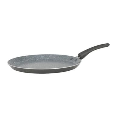 Crealys 539346 - Sartén para crepes (aluminio AUTAN Ø 26 cm, revestimiento antiadherente, cerámico, efecto piedra, crepera, color gris, mango termorresistente de silicona, incluye inducción