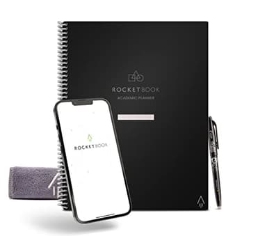 Rocketbook Agenda académica inteligente reutilizable tamaño A4, cuaderno digital para estudiantes y profesores, diario, semanal, mensual, 13 tipos de páginas, reduce el desperdicio de papel, color