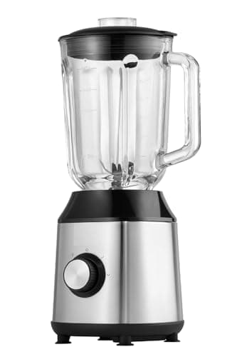 BATIDORA DE VASO 1500W BASE ACERO INOXIDABLE JARRA 1,5L CRISTAL REFORZADO 6 CUCHILLAS ACABADOS EN TITANIO