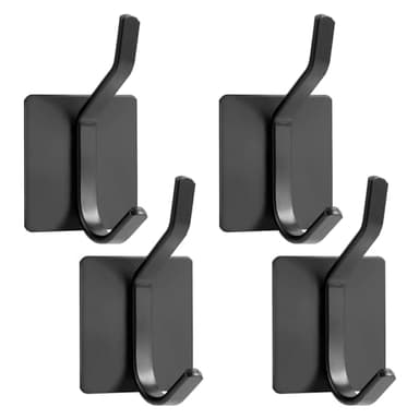 Oderra 4 PCS Ganchos Adhesivos para Pared, Colgadores Adhesivos Resistentes, perchas adhesivas fuertes para Armarios, Puertas, Paredes, Sin Taladrar - Negro