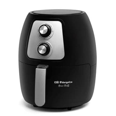 Orbegozo FDR 60 Freidora sin aceite 4L, Termostato regulable 60 minutos, Cubeta extraíble y desmontable apta para lavavajillas, Sistema de seguridad, Libre de BPA y PFOA, 1500 W