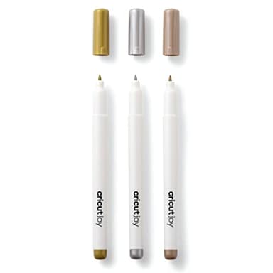 Cricut Marcadores permanentes Oro, Plata, Cobre Punto Medio 1.0 mm 3 Paquete para Usar, Multi, Joy, 3, 2010010