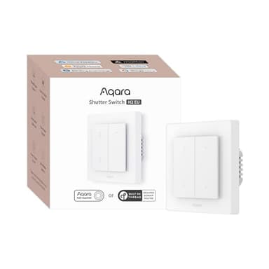 Aqara Interruptor de Obturador H2 EU (Requiere Cable Neutro) - Thread/Zigbee, para Persianas Enrollables/Toldos,2 Botones Inalámbricos Adicionales, Compatible con Apple Home, Alexa, Home Assistant