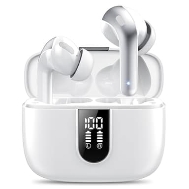 Auriculares Inalámbricos Bluetooth, Auriculares Bluetooth 5.3, 4 Mic con Reducción de Ruido ENC, 50H con Graves, Cascos Inalambricos Bluetooth IP7 Impermeable, Carga Rápida USB-C, Ajuste Cómodo