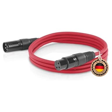 ETEC, cable XLR, de micrófono, conector a conector, cable de extensión, rojo, 3,00 m