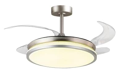 BEL AIR HOME -Ventilador de Techo DUNE - Aspas Desplegables - Luz Led 36W en 3 Temperaturas de Luz - Mando a Distancia - Motor DC Eficiente y Silencioso (PLATA)