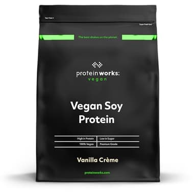THE PROTEIN WORKS Proteína De Soja 90 (aislado) | Crema Alla | 100% Vegano | Procedente De Fuentes Sostenibles | Bajo En Grasas, Vainilla, 1000 Gramo