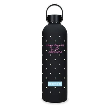 Movom Enjoy Botella de Acero Inoxidable Negro 7x26,5x7 cms Acero Inoxidable