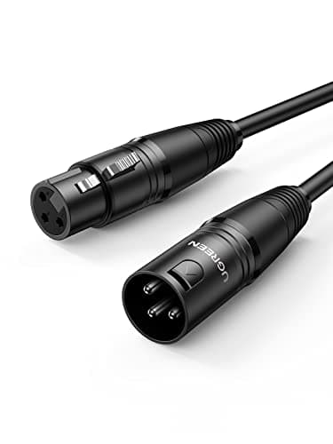 UGREEN Cable XLR Canon DMX Balanceado Microfono Macho a Hembra para Micrófono Amplificador Altavoz Grabadora Equipo de Sonido Mesa de Mezclas Sistema PA (1 Metro)